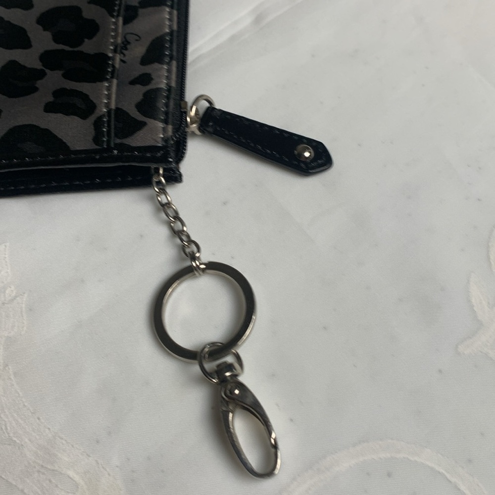 Coach Keychain Wallet. Women. Animal Print. Black Gray - Picture 4 of 7